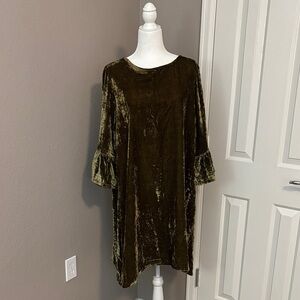 bryn Walker Velvet Dress with Ruffle Sleeves